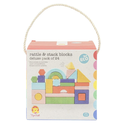 Tiger Tribe | Rattle and Stack Bio Blocks | Deluxe Pack Of 24 