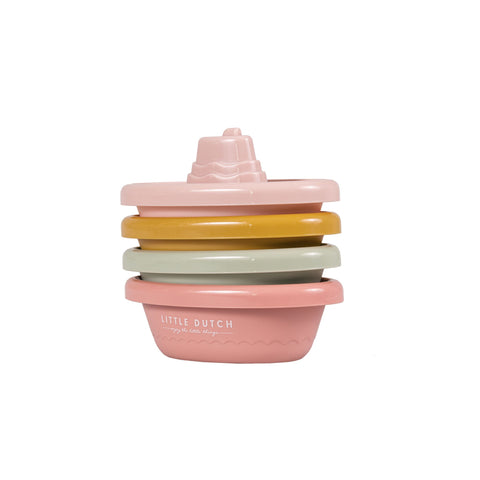 Buy Online - Pack Of 4 Little Dutch Stackable Bath Boats Pink