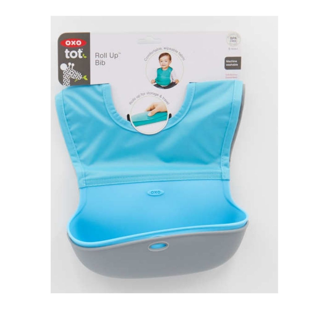 Roll-Up Bib - 2 Pack - Gray and Teal