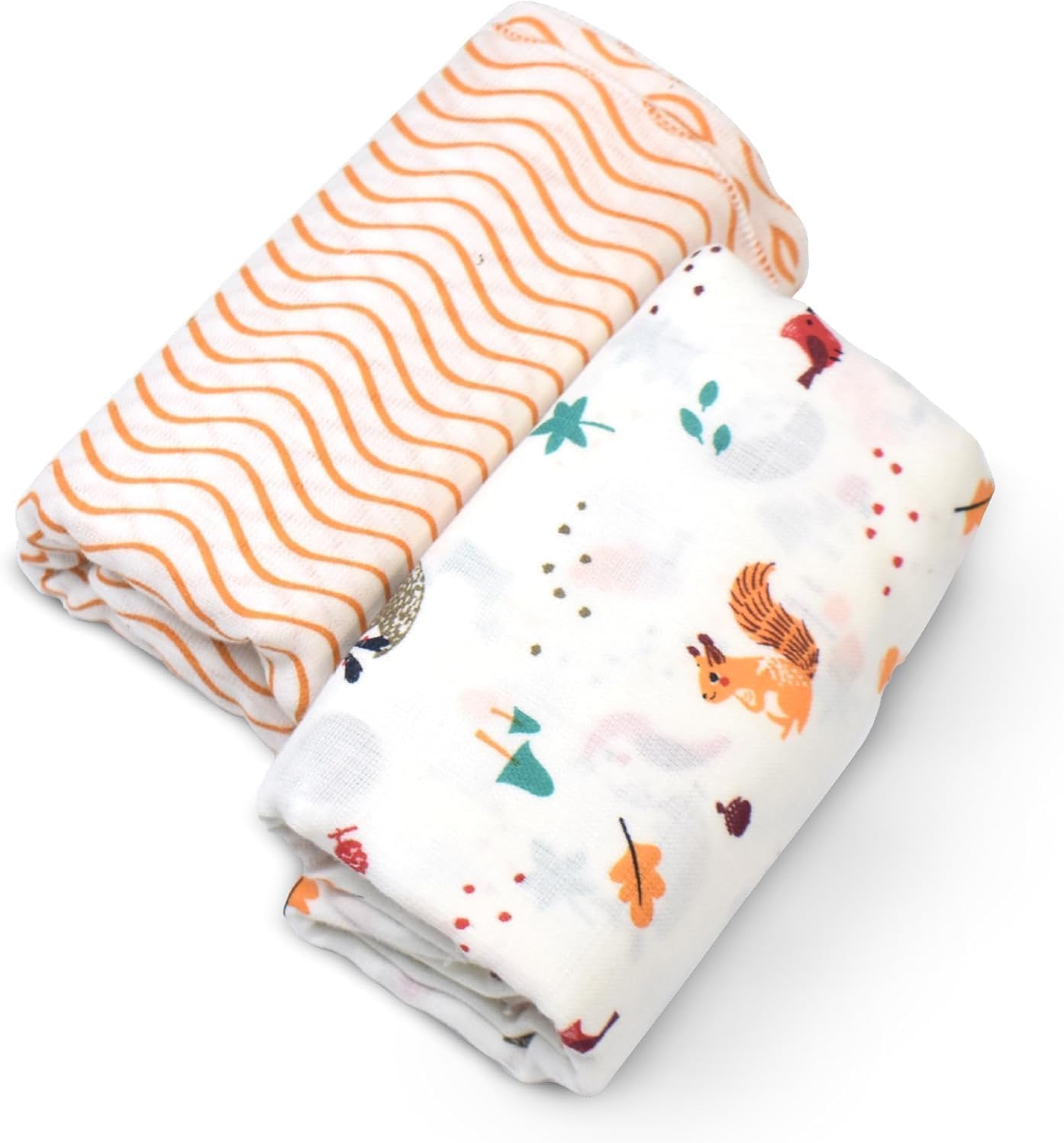 Baby 100% Oraganic Cotton Swaddle Wrap Pack of 2 (Squirrel Swaddle)