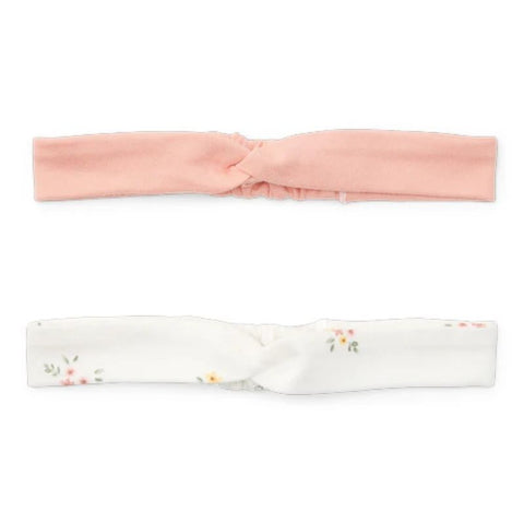 *Pre-order May* 2 Pack Headband Set - White Meadows / Flower Pink