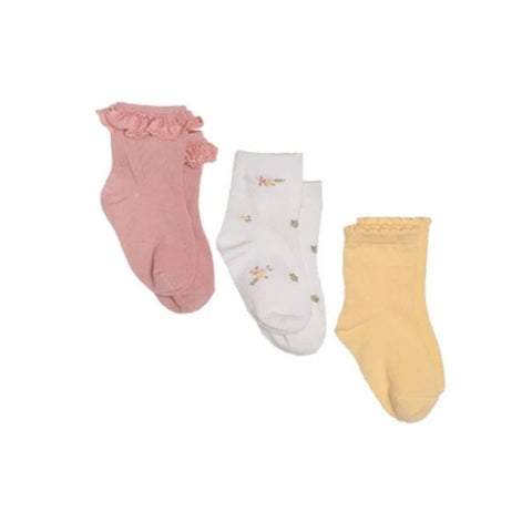 *Pre-order May* 3 Pack Socks - Flower Pink / White Meadows / Honey Yellow