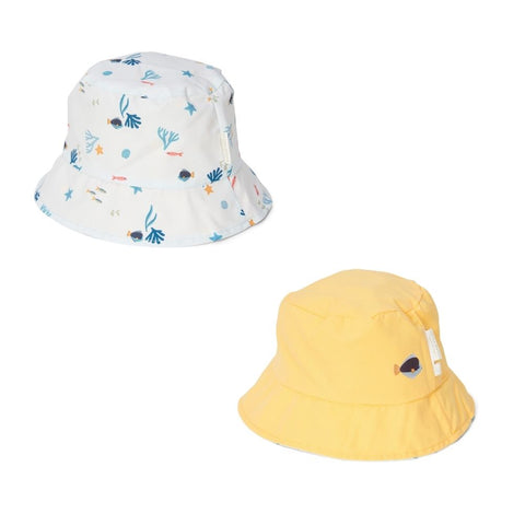 *Pre-order May* Reversible Sun Hat Honey Yellow / Ocean Treasures