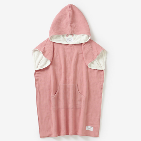 LITTLE SOL+ | Hooded Beach Towel - Coral Pink | Age 6-10