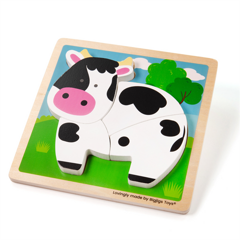 Bigjigs | Chunky Lift Out Cow Puzzle | Toddler Wooden Toys 