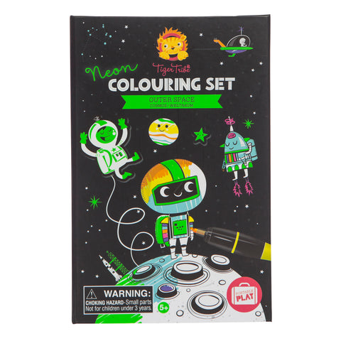 Tiger Tribe | Neon Colouring Set - Outer Space | 3 Years+