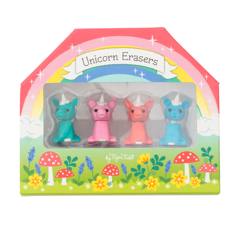 Tiger Tribe | Set Of 4 Unicorn Erasers | Suitable For 3 Years+
