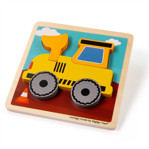 Bigjigs | Chunky Lift Out Digger Puzzle | Toddler Wooden Toys