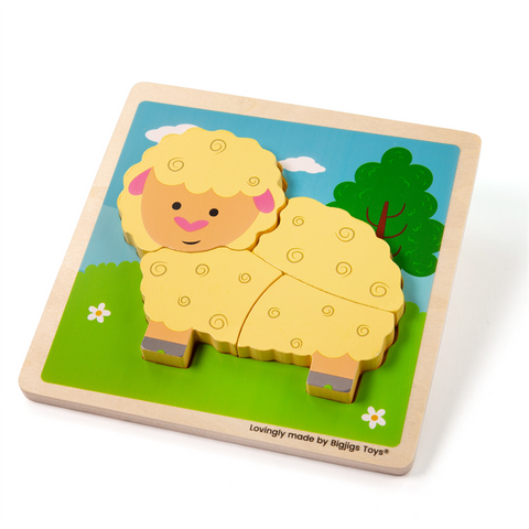 Bigjigs | Chunky Lift Out Sheep Puzzle | Toddler Wooden Toys