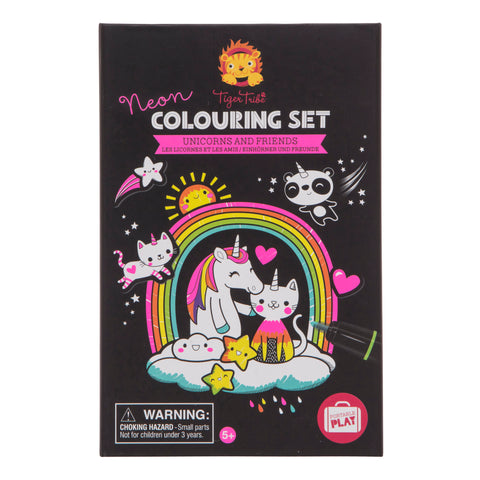 Tiger Tribe | Neon Colouring Set - Unicorns & Friends | 3 Years+