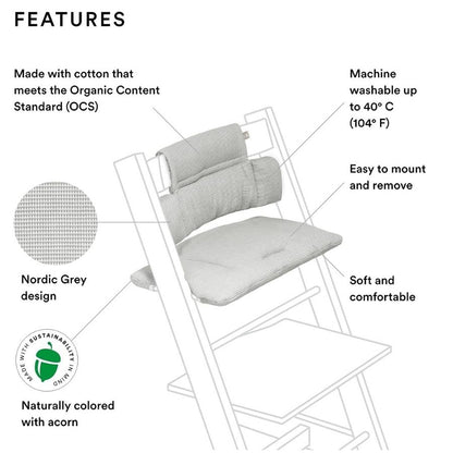 وسادة تريب تراب الكلاسيكية باللون الرمادي النوردي