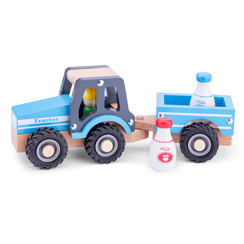 New Classic Toys | Tractor with Trailer - Milk Bottles | Damaged Box