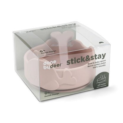 Silicone Stick & Stay Bowl & Baby Spoon - Wally