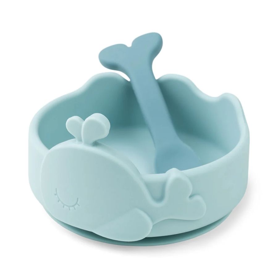 Silicone Stick & Stay Bowl & Baby Spoon - Wally