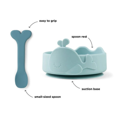 Silicone Stick & Stay Bowl & Baby Spoon - Wally