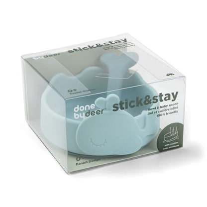 Silicone Stick & Stay Bowl & Baby Spoon - Wally
