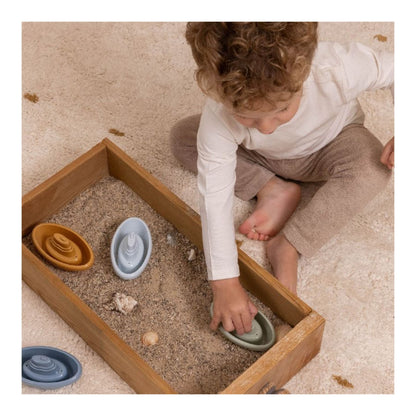 Little Dutch | Stackable Bath Boats Blue | Kids' Engaging set of boat bath toys