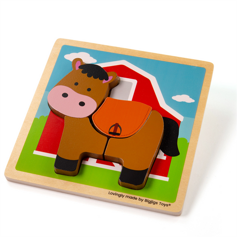 Bigjigs | Chunky Lift Out Horse Toddler Puzzle Set | Damaged Box 