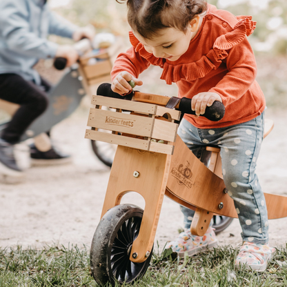 Bamboo 2-in-1 Tiny Tot Balance Bike Adventure Bundle (White Helmet + Crate Basket)