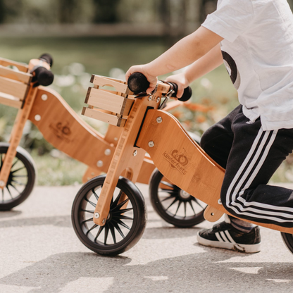 Bamboo 2-in-1 Tiny Tot Balance Bike Adventure Bundle (White Helmet + Crate Basket)