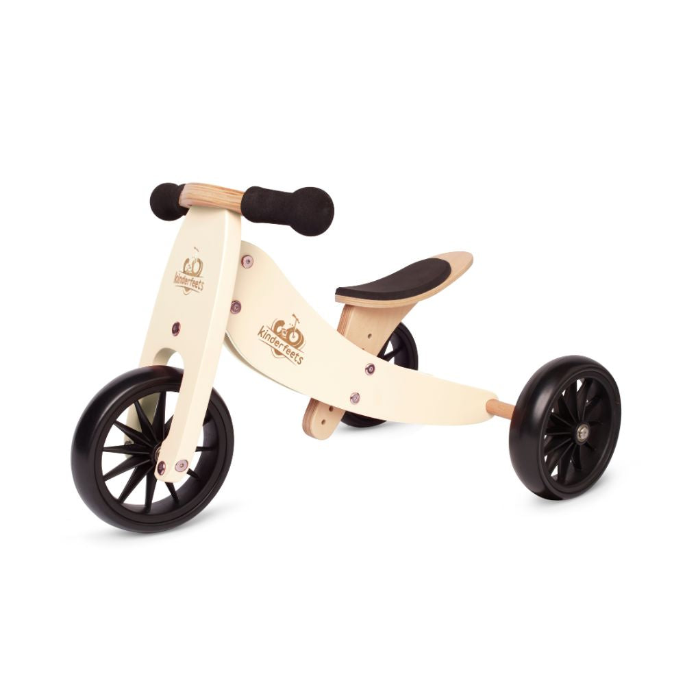Cream 2-in-1 Tiny Tot Balance Bike Adventure Bundle (Black Helmet + Crate Basket)