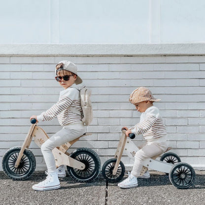 Cream 2-in-1 Tiny Tot Balance Bike Adventure Bundle (Sage Helmet + Crate Basket)