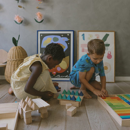 Mixed Blocks Building Set for Creative Play, Sorting, Stacking and Learning