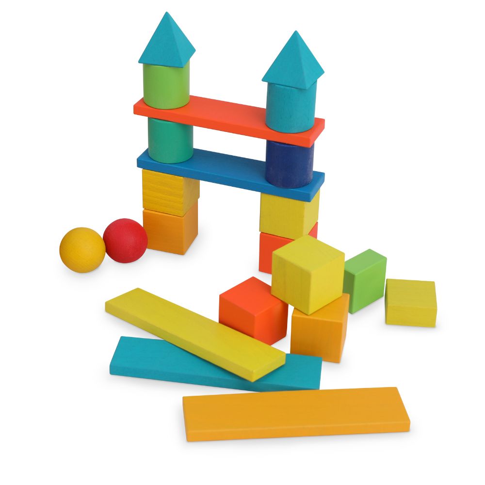 Mixed Blocks Building Set for Creative Play, Sorting, Stacking and Learning