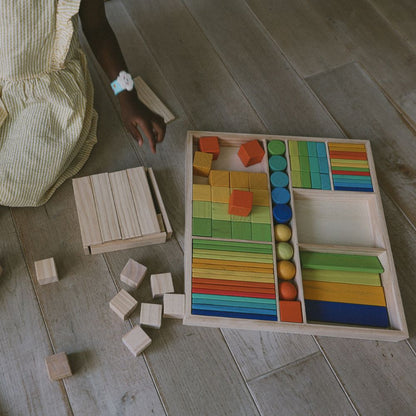 Mixed Blocks Building Set for Creative Play, Sorting, Stacking and Learning