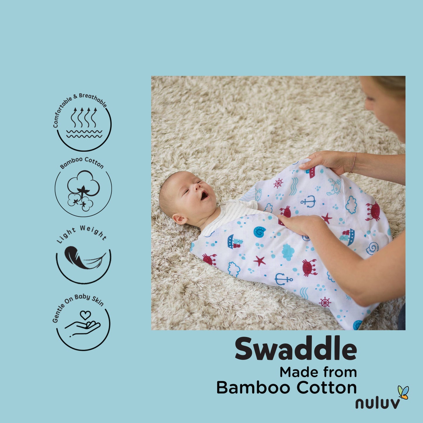 Anchor Baby Cloths and Swaddle Wraps Multi-Item Set for Infant Care Essentials