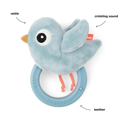 Sensory Rattle with Teether - Birdee