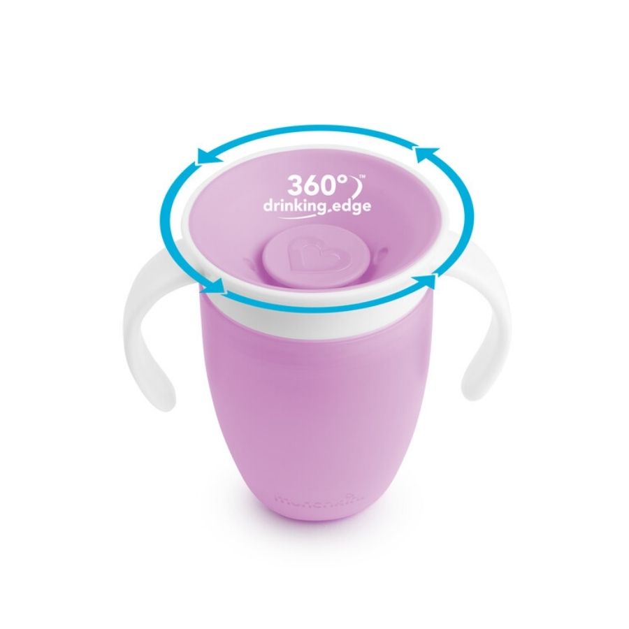 كوب تدريب Miracle® 360° مع غطاء، 7 أونصة - أرجواني