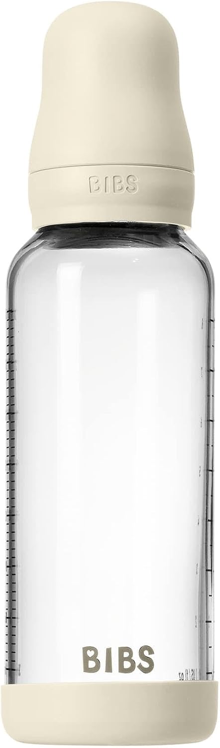 Baby Glass Bottle Round 1 Pack Latex 240ml Medium Flow