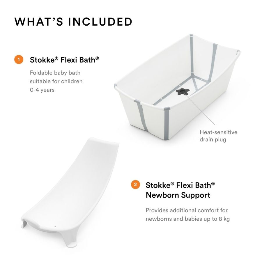 Flexi Bath with Newborn Support Bundle — Foldable Baby Bathing Solution for Infants