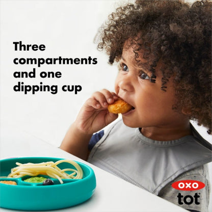 طبق سيليكون مقسم - أزرق مخضر