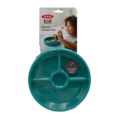 طبق سيليكون مقسم - أزرق مخضر