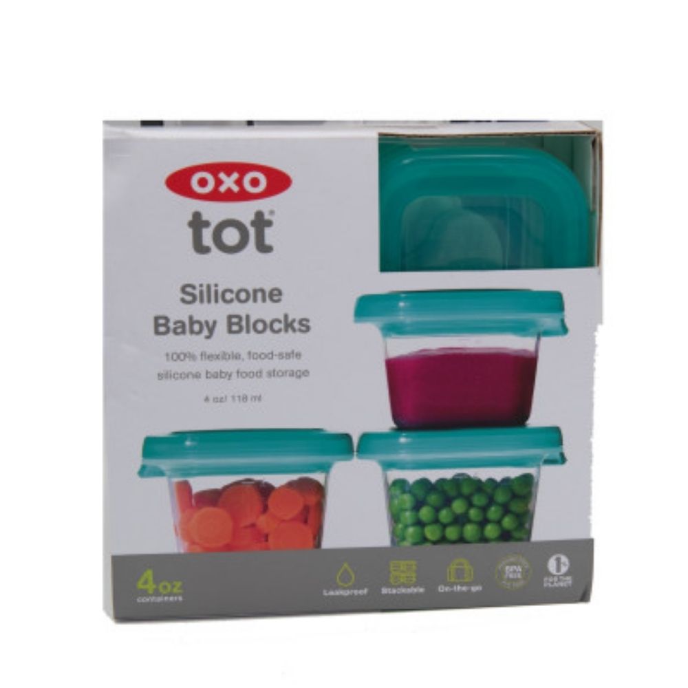 Silicone Baby Blocks - Stackable Soft Feeding Containers, BPA-Free, Baby Safe