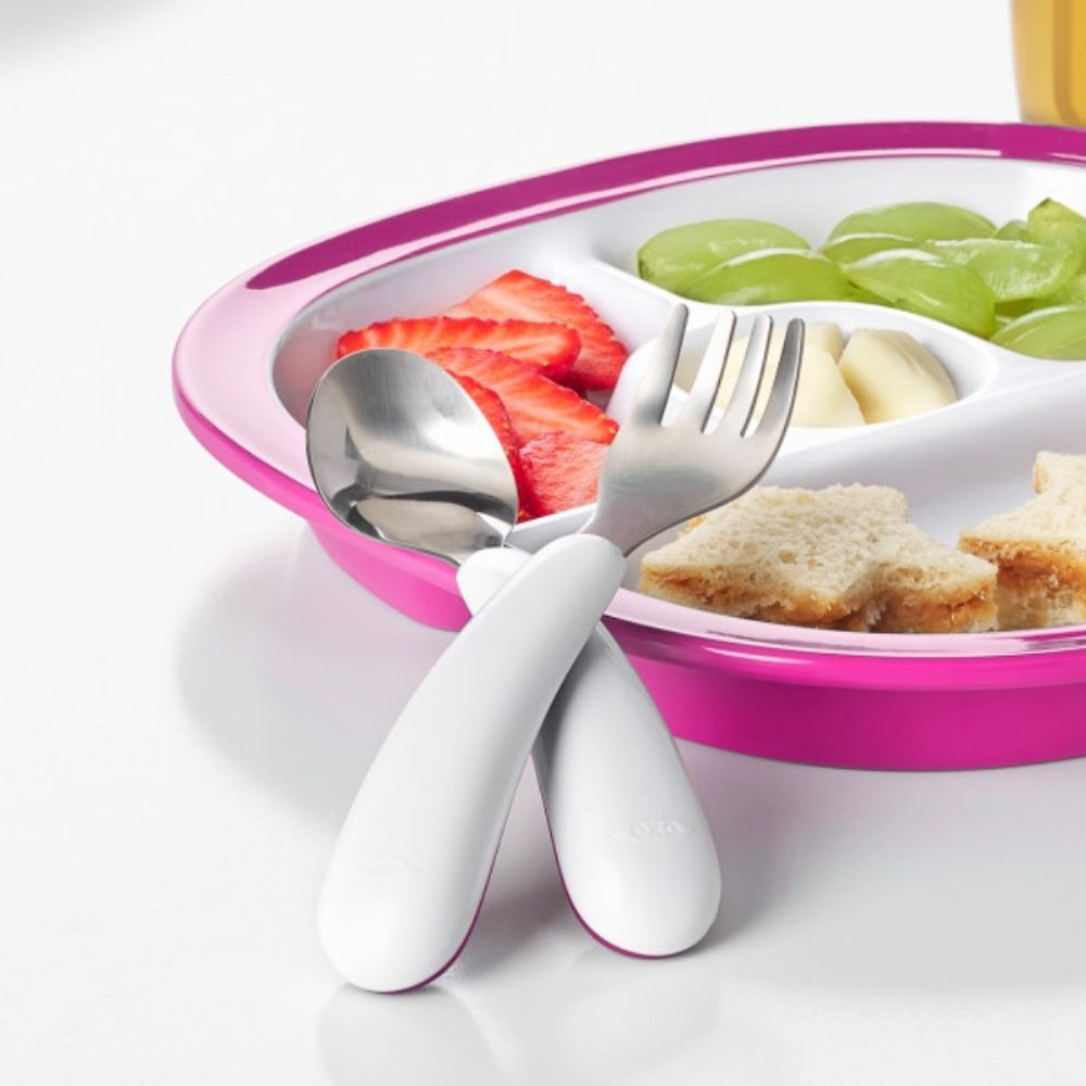 طقم شوكة وملعقة - وردي