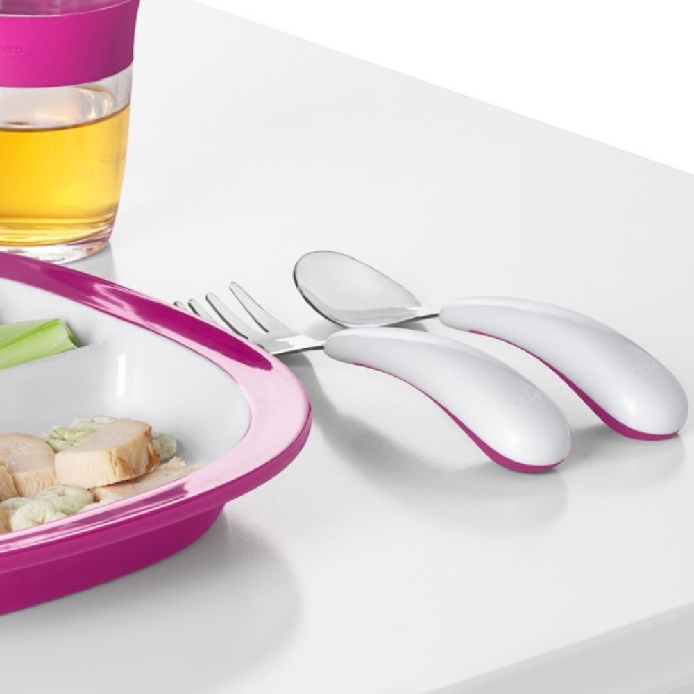 طقم شوكة وملعقة - وردي