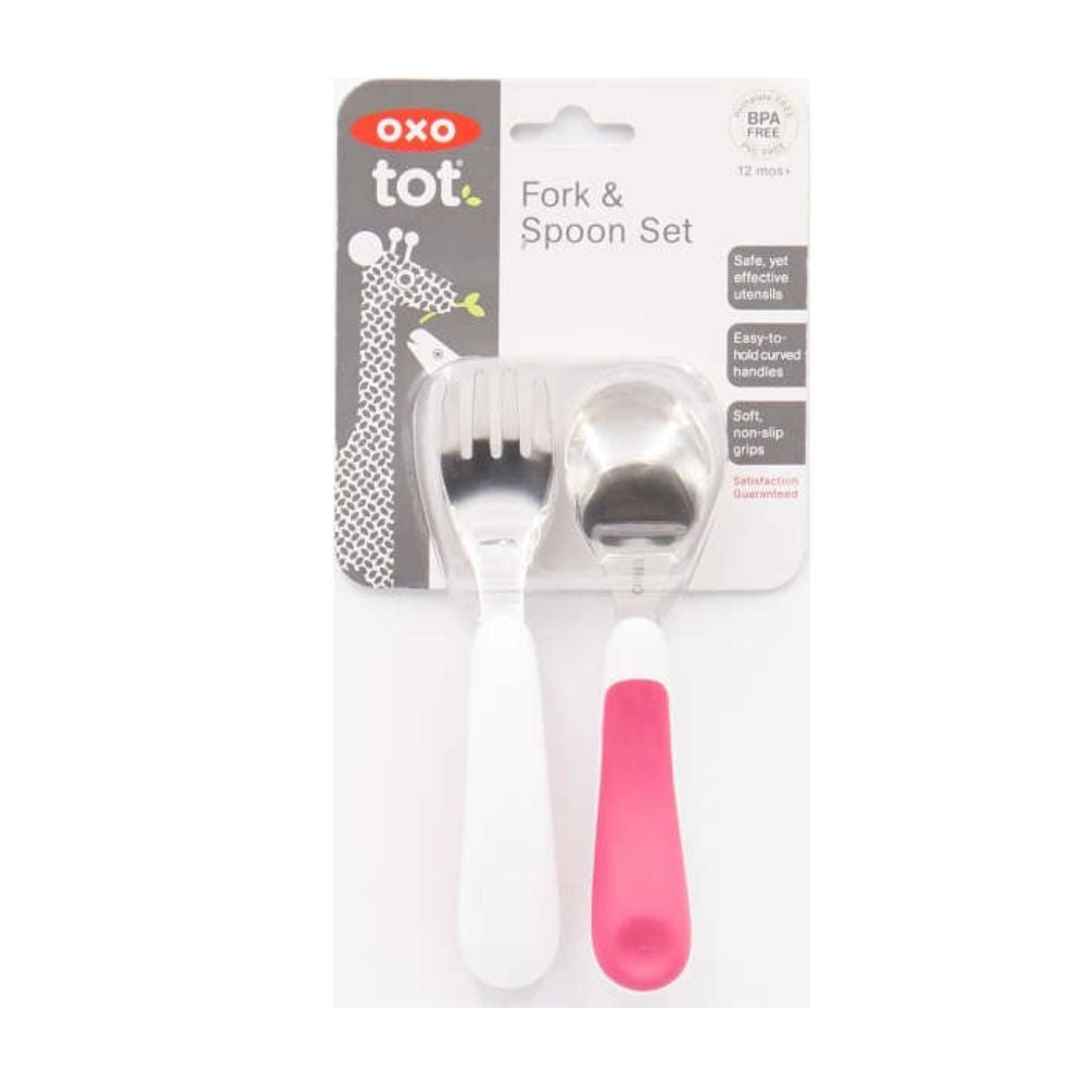 طقم شوكة وملعقة - وردي