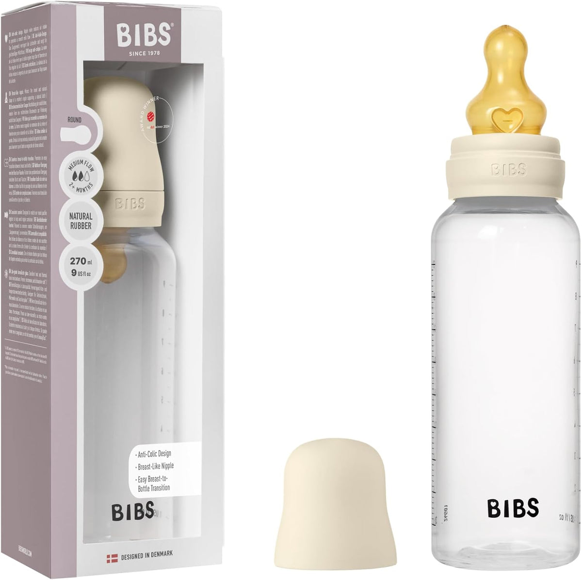 Bottle Round Nipple Latex 1 Pack 270ml Medium Flow