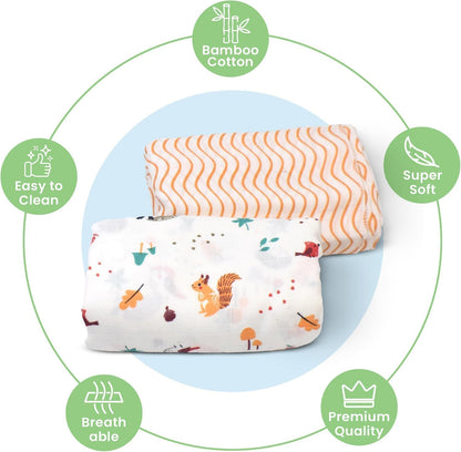 Baby 100% Oraganic Cotton Swaddle Wrap Pack of 2 (Squirrel Swaddle)