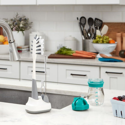 مجموعة فرشاة تنظيف زجاجة المياه وكوب القش - رمادي 