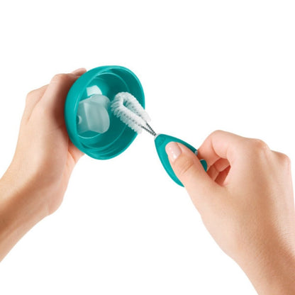 مجموعة تنظيف القشة وكوب الشرب - أزرق مخضر 