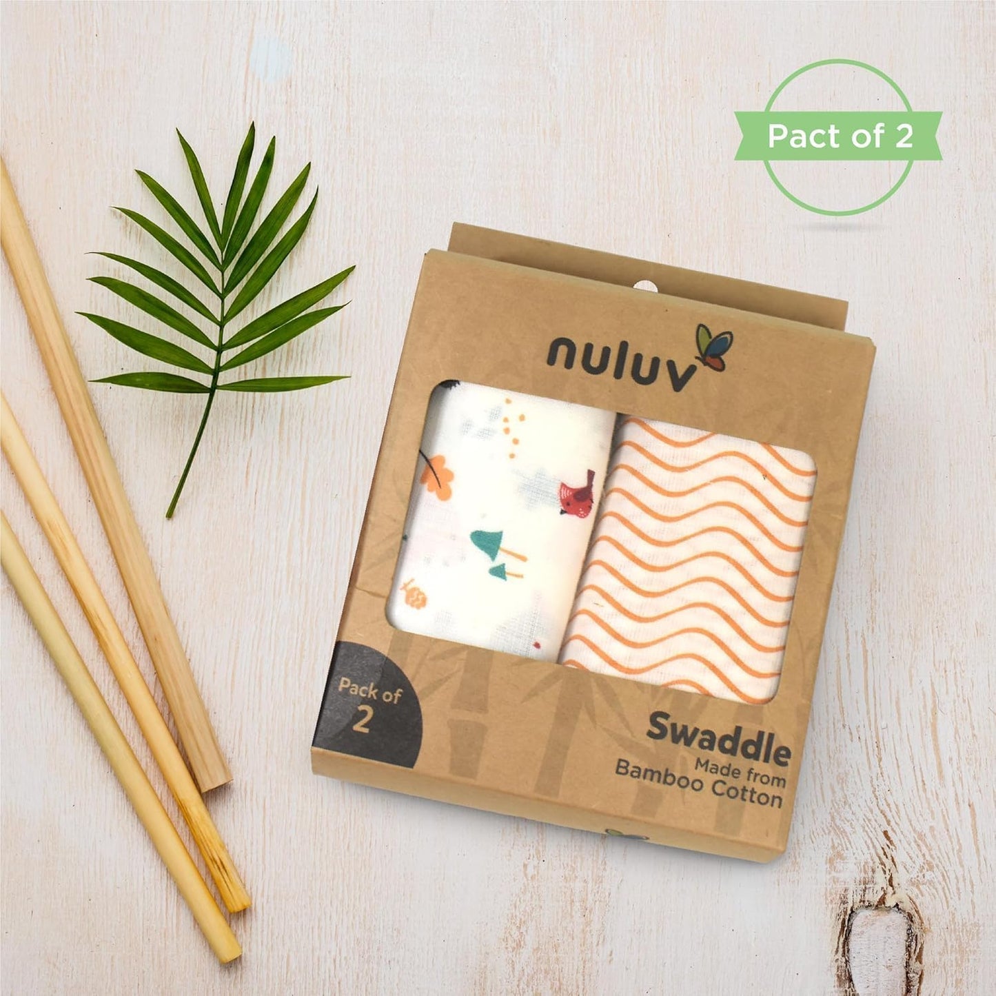 Baby 100% Oraganic Cotton Swaddle Wrap Pack of 2 (Squirrel Swaddle)