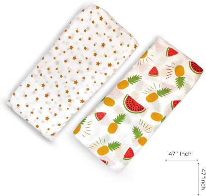 Whale Swaddle Wrap - Pack of 2 | Super Ultra Soft Cotton Malmal Baby Swaddle Cloth | Soft Pure Cotton Sheets Baby Wrap Set for New Born Babies | New Born Swaddles