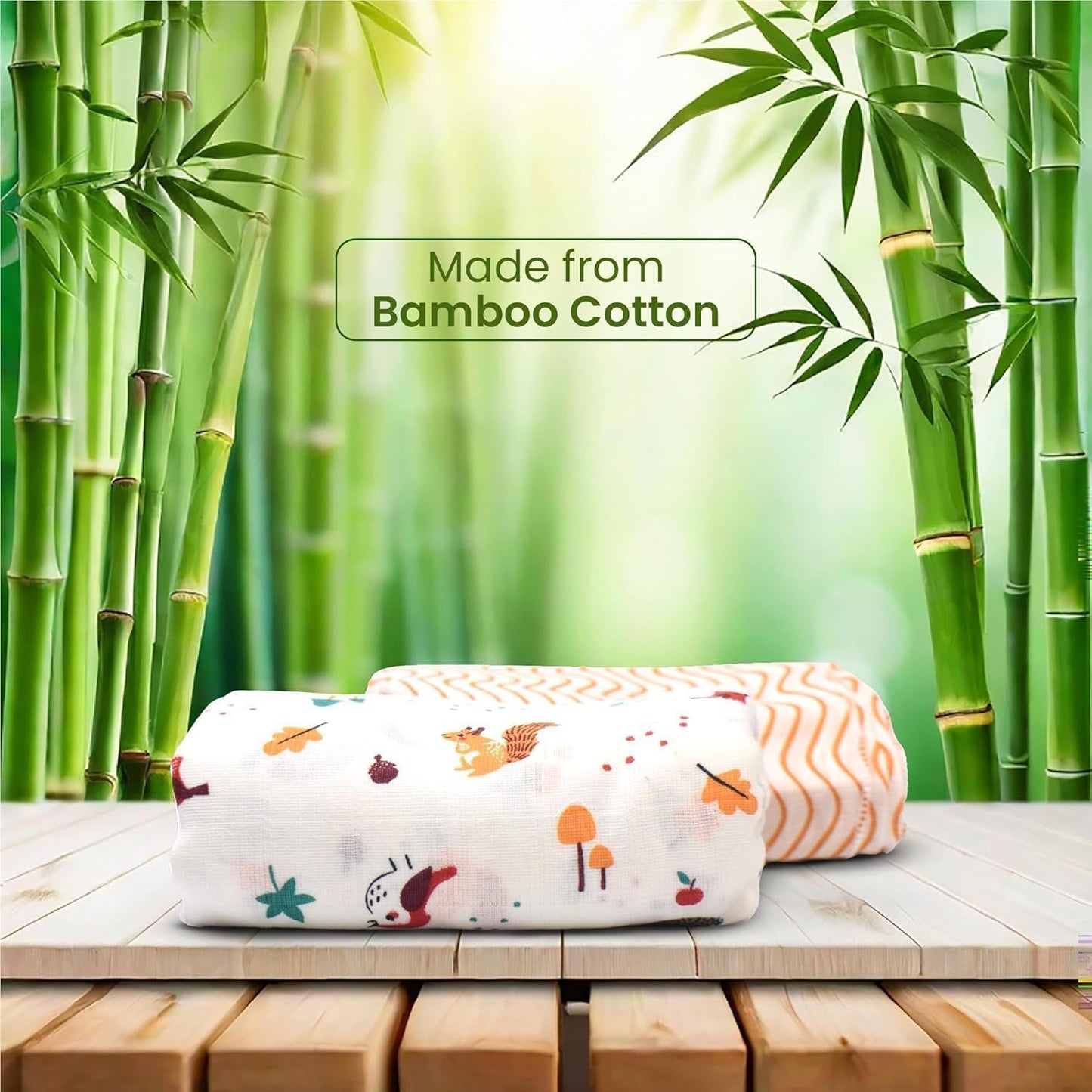 Baby 100% Oraganic Cotton Swaddle Wrap Pack of 2 (Squirrel Swaddle)