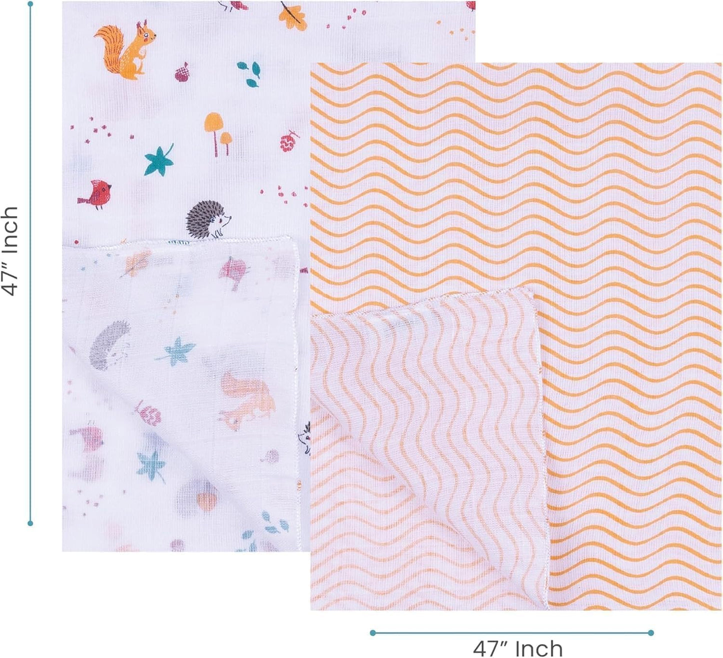 Baby 100% Oraganic Cotton Swaddle Wrap Pack of 2 (Squirrel Swaddle)