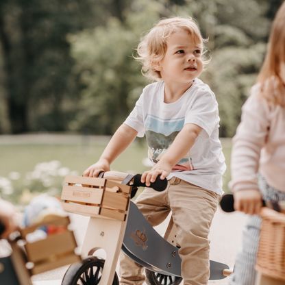 Cream 2-in-1 Tiny Tot Balance Bike Adventure Bundle (Blue Helmet + Crate Basket)