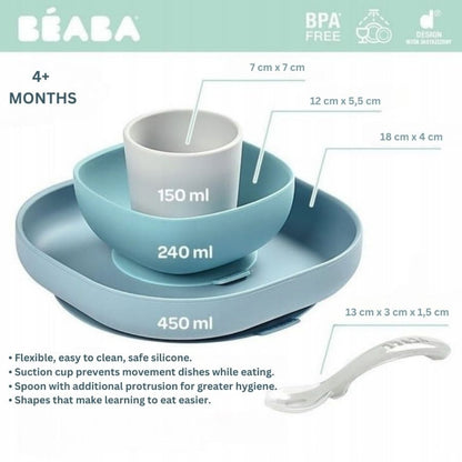 مجموعة طعام سيليكون من 4 قطع بتصميم غابة